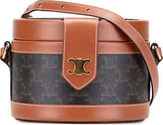 Celine Pre-owned Womens Triomphe Pattern Crossbody Bag - Brown Textile - One Size