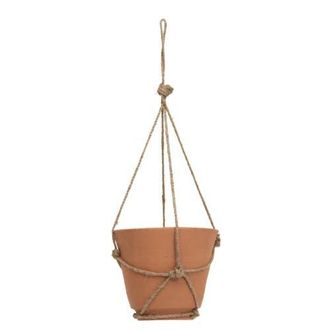 Foreside Home And Garden Hanging Terracotta Terracotta & Jute Planter in Orange at Nordstrom