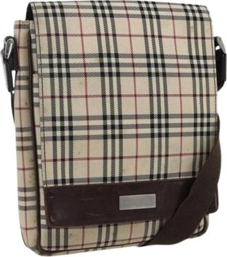 Burberry Pre-owned Canvas Schoudertas - Dames - Vintage Schoudertas - Beige - ONE Size - Leer - Vintage