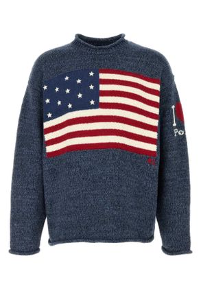 Polo Ralph Lauren Melange Blue Cotton Oversize Sweater