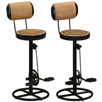 vidaXL Furniture Limited - Taburetes Cocina 2 Uds Piel Cabra Estampado