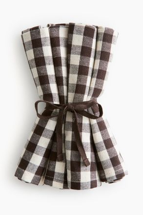 H&M 4er-Pack Baumwollservietten - Dunkelbraun/Vichykaro