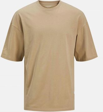 Jack & Jones Jack & Jones Mens Crew Neck Drop Shoulder Boyfriend T-Shirt - Tan - Size: 38