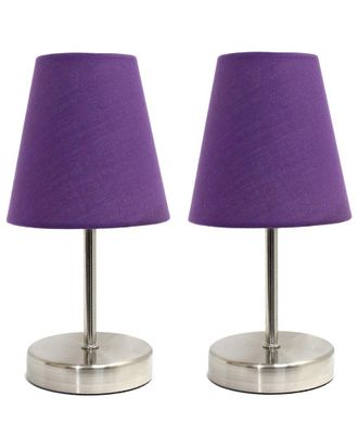 Lalia Home Sand Nickel Mini Basic Table Lamp With Fabric Shade 2Pk Set