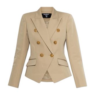 Balmain Blazers, female, Beige, Size: XS Six-button Blazer