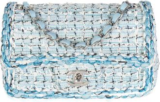 Chanel Beige & Blue Quilted Tweed Braided Mini Rectangular Flap Bag (Authentic Pre-Loved)