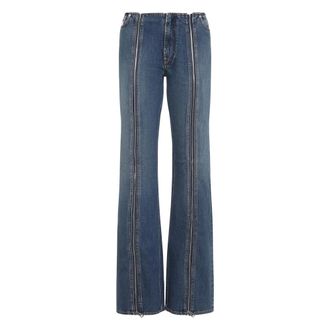 Jean Paul Gaultier Bootcut Jeans, female, Blue, W25, Blue Zip Skinny Jeans with Contrasting Stitching