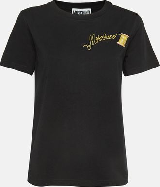 Moschino Couture Black Logo Embroidered Cotton Half Sleeve T-Shirt