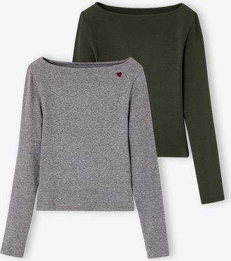 Jonen 2er-Pack gerippte M&auml;dchen Shirts JONEN englischgr&uuml;n