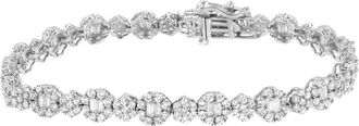 House of Brilliance 10K White Gold 4.0 cttw and Baguette Diamond Floral Cluster Link Bracelet at Nordstrom