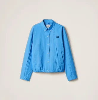 Miu Miu Poplin Blouson Jacket, Woman, Periwinkle Blue, Size 36