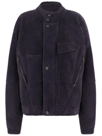 Giorgio Armani Purple Oversized High Collar Suede Jacket