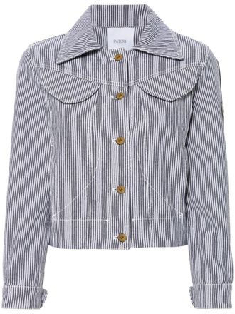 Patou striped cropped denim jacket - Blue