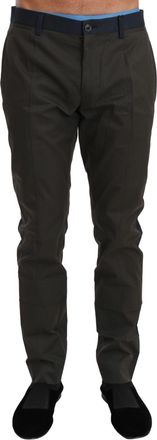 Dolce & Gabbana Blue Gray Stripes Trouser Cotton Mens Pants