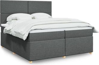 vidaXL Cama Box Spring Con Colch&oacute;n Tela Gris Oscuro 200x200 Cm Vidaxl