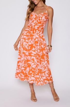 VICI Collection Esperanza Ruched Maxi Sundress in Orange/Blush at Nordstrom, Size Medium