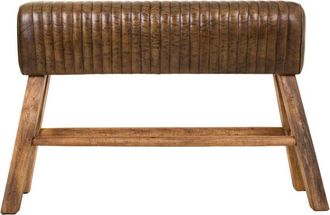 Wanderlust Deco Wanderlust Deco - Banqueta De Madera Y Piel Marr&oacute;n120x35x76
