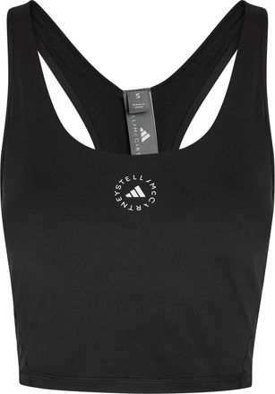 Stella McCartney Adidas X Stella Mccartney Logo-print Stretch-jersey Running Crop top - Black - S (UK8-10 / S)