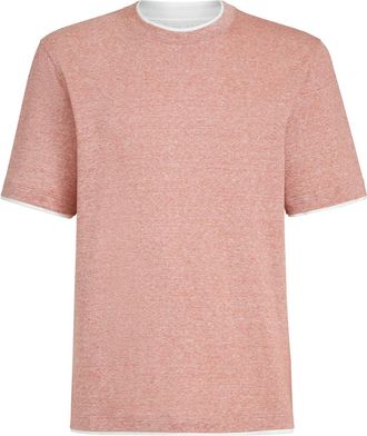 Brunello Cucinelli T-shirt with faux-layering in Orange at Nordstrom, Size Xxx-Large Eu