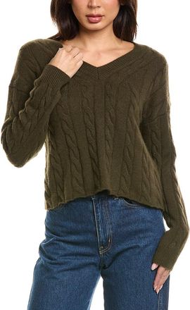 The Cashmere Project The Cashmere Project Cropped Cable V Neck Sweater