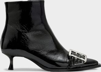 Ganni 50MM Buckle-Detail Faux-Leather Boots
