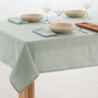 Muare Home Mantel 100% lino natural verde 300x150 cm