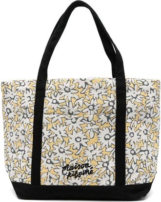 Maison Kitsun&eacute; Daisy Field Large Jacquard Tote