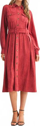 Merci Suede Shirt Dress In Dusty Berry