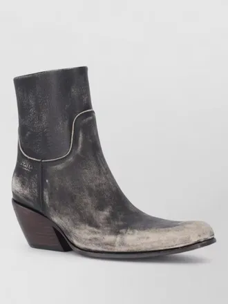 Balenciaga ankle boots distressed finish wooden heel
