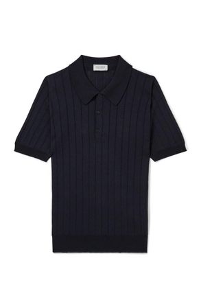John Smedley Ribbed Wool and Cotton-Blend Polo Shirt