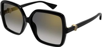 Cartier Zonnebril - Dames - Zonnebrillen - Zwart - 58 MM - Nylon - Accessoires