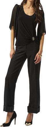 Joseph Ribkoff Chiffon Butterfly Sleeves Scoop Neck Top In Black