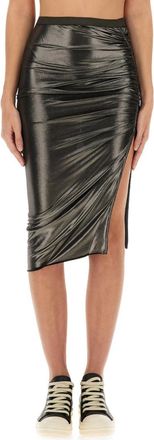 Rick Owens Dark Grey Solid Midi Skirt