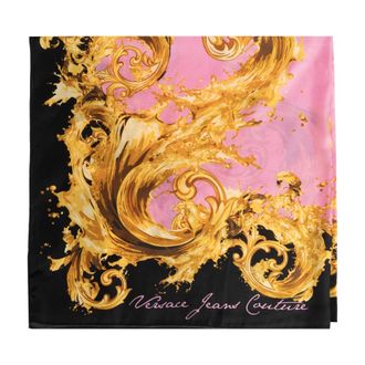 Versace Jeans Couture Silky Scarves, female, Black, Size: ONE SIZE Printed Silk Twill Foulard