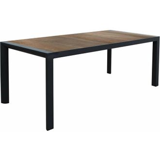 Milani Home Milani Home - Tavolo da giardino in alluminio con piano in ceramica effetto legno di design