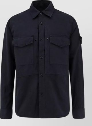 Stone Island shirt cotton linen flap pockets buttons
