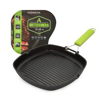 KASANOVA Bistecchiera 28x28 cm manico pieghevole verde