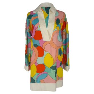 Staud Staud Enzo Printed Mini Dress in Multicolor Linen