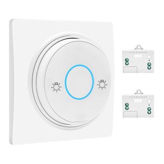 OEM Conjunto De Interruptores Inal&aacute;mbricos Rf Impermeables - Sin Bater&iacute;a - Con Receptor - Para Uso Interior Y Exterior (1 Interruptor Y 2 Receptores)