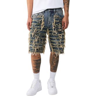 True Religion Bobby Destroyed Denim Shorts in Dark Wash at Nordstrom, Size 40