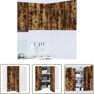 vidaXL Armadio angolare - Armadio pensile Rovere Affumicato e Bianco 57 x 57 x 80 cm