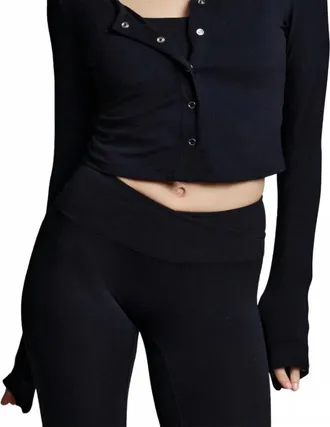 YEAR OF OURS Studio Cropped Cardigan In Black