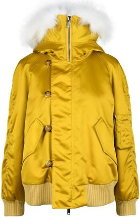 Dondup Padded Bomber Jacket Fur Hood - Black/Orange
