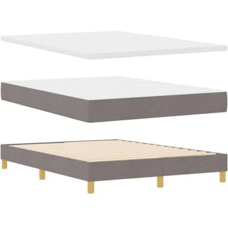 vidaXL Cama Tipo Box Spring Con Cabecera Taup&eacute; 140 X 200 Cm Tela Vidaxl