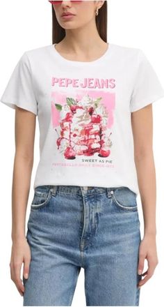 Pepe Jeans London Ryoko T-Shirt - Dames - T-shirts - Wit - L - Katoen - Tops