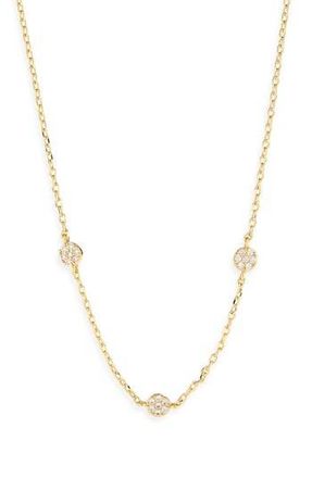 Argento Vivo Pav&eacute; Cubic Zirconia Station Chain Necklace in Gold at Nordstrom Rack