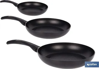 cofan Pack De 3 Sartenes Antiadherente Aluminio 16 20 22 Cm