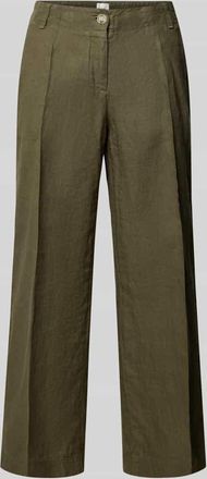 Brax Brax Straight Leg Leinenhose mit verkürztem Schnitt in Oliv, Größe 46