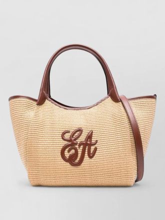 Emporio Armani straw tote bag shoulder strap top handle