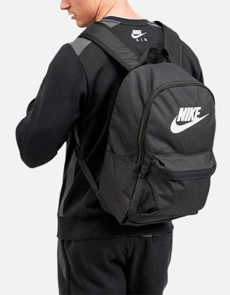 Nike Mens NIKE Heritage Sports Backpack Travel Rucksack Black Adjustable Shoulder Straps